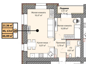 Квартира 45,1 м², 2-комнатная - изображение 1