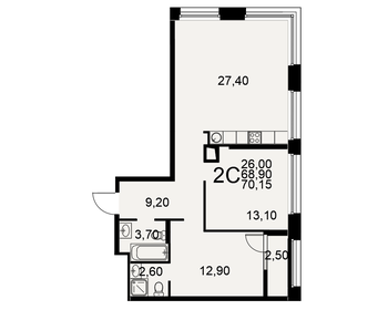 Квартира 70,2 м², 2-комнатная - изображение 1