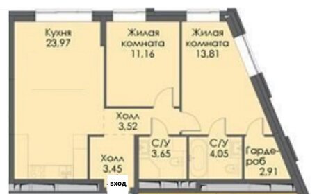 Квартира 66,5 м², 2-комнатная - изображение 1