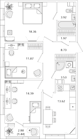 80,5 м², 3-комнатная квартира 18 400 000 ₽ - изображение 106