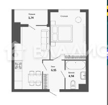 Квартира 42 м², 1-комнатная - изображение 1