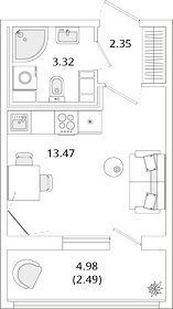 21,5 м², квартира-студия 6 463 276 ₽ - изображение 8