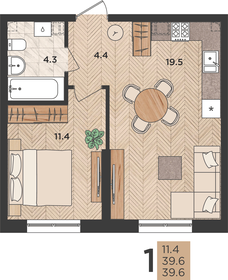 39,3 м², 1-комнатная квартира 6 248 700 ₽ - изображение 15