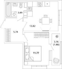 36,8 м², 2-комнатная квартира 9 811 000 ₽ - изображение 108