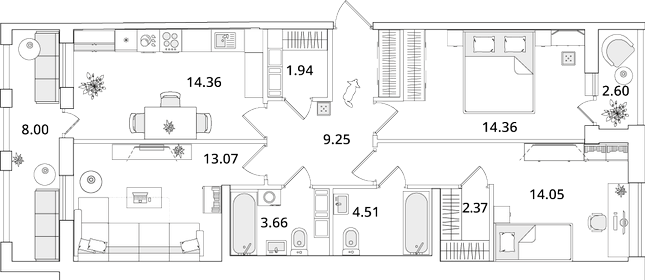 80,5 м², 3-комнатная квартира 18 400 000 ₽ - изображение 119
