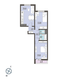 Квартира 56,3 м², 2-комнатная - изображение 1