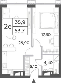 Квартира 53,7 м², 2-комнатная - изображение 1