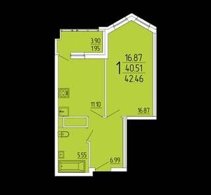 Квартира 42,5 м², 1-комнатная - изображение 1