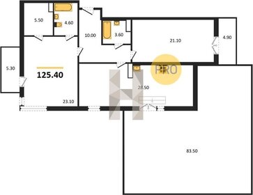 Квартира 125,4 м², 2-комнатная - изображение 1