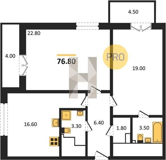 76,8 м², 2-комнатная квартира 21 456 400 ₽ - изображение 1