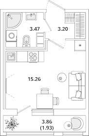 22,7 м², квартира-студия 7 350 000 ₽ - изображение 102