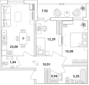 73,5 м², 2-комнатная квартира 17 093 842 ₽ - изображение 10