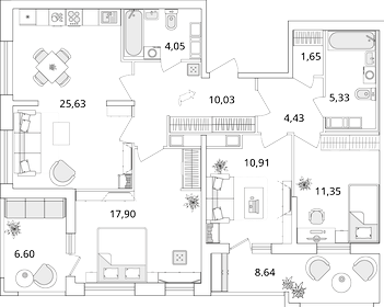 111,1 м², 3-комнатная квартира 25 550 000 ₽ - изображение 121