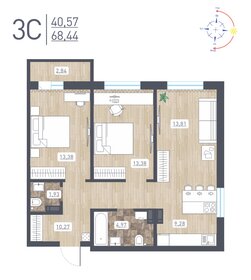 Квартира 68,4 м², 3-комнатная - изображение 1