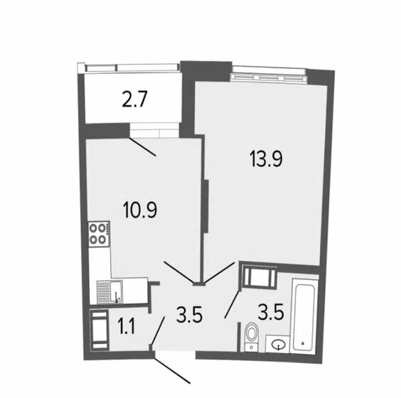 32,9 м², 1-комнатная квартира 7 650 000 ₽ - изображение 1