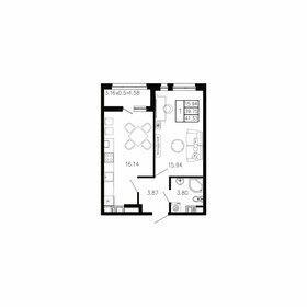 Квартира 41,3 м², 1-комнатная - изображение 1