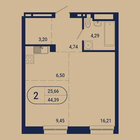 44,4 м², 2-комнатная квартира 15 239 271 ₽ - изображение 20