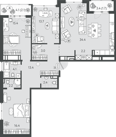 Квартира 110,9 м², 3-комнатная - изображение 1