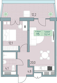 61,6 м², 2-комнатные апартаменты 13 218 400 ₽ - изображение 22