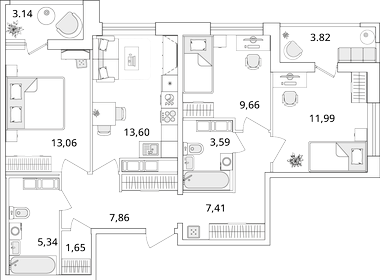 75,4 м², 3-комнатная квартира 17 279 512 ₽ - изображение 10