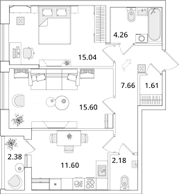 Квартира 59,1 м², 2-комнатная - изображение 1