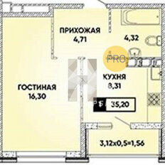 Квартира 35,2 м², 1-комнатная - изображение 5