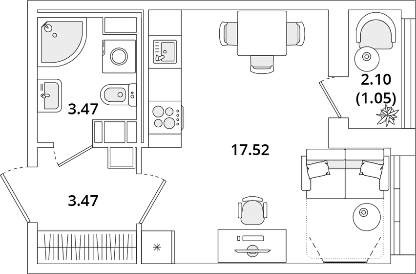 25,5 м², квартира-студия 8 013 756 ₽ - изображение 1