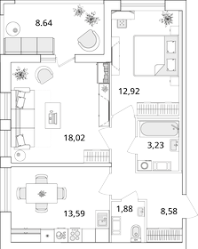 61,6 м², 2-комнатная квартира 13 864 291 ₽ - изображение 57