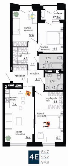 94,8 м², 4-комнатная квартира 20 294 594 ₽ - изображение 1