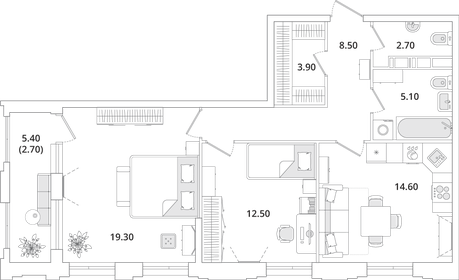 80 м², 3-комнатная квартира 12 499 000 ₽ - изображение 140