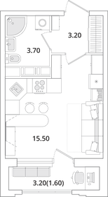 Квартира 24 м², студия - изображение 1