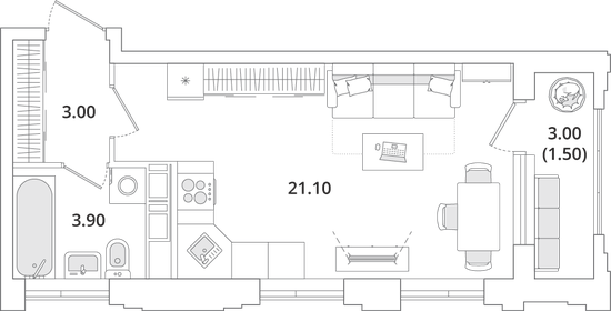 29,6 м², квартира-студия 7 684 095 ₽ - изображение 8