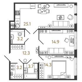 74 м², 2-комнатная квартира 34 029 108 ₽ - изображение 18