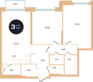 97,7 м², 3-комнатная квартира 23 931 600 ₽ - изображение 4