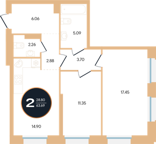 64,4 м², 2-комнатная квартира 15 012 190 ₽ - изображение 15
