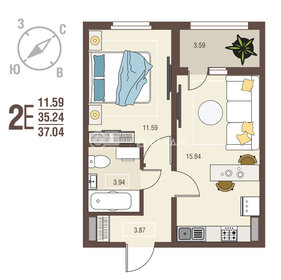 37 м², 1-комнатная квартира 3 148 400 ₽ - изображение 41