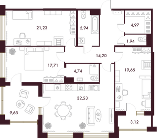 129,7 м², 4-комнатная квартира 61 870 000 ₽ - изображение 112