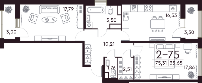85,5 м², 2-комнатная квартира 36 400 000 ₽ - изображение 79