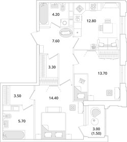 66,5 м², 2-комнатная квартира 12 990 000 ₽ - изображение 94