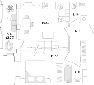 45,9 м², 1-комнатная квартира 9 900 000 ₽ - изображение 89