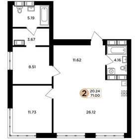 Квартира 71 м², 2-комнатная - изображение 1