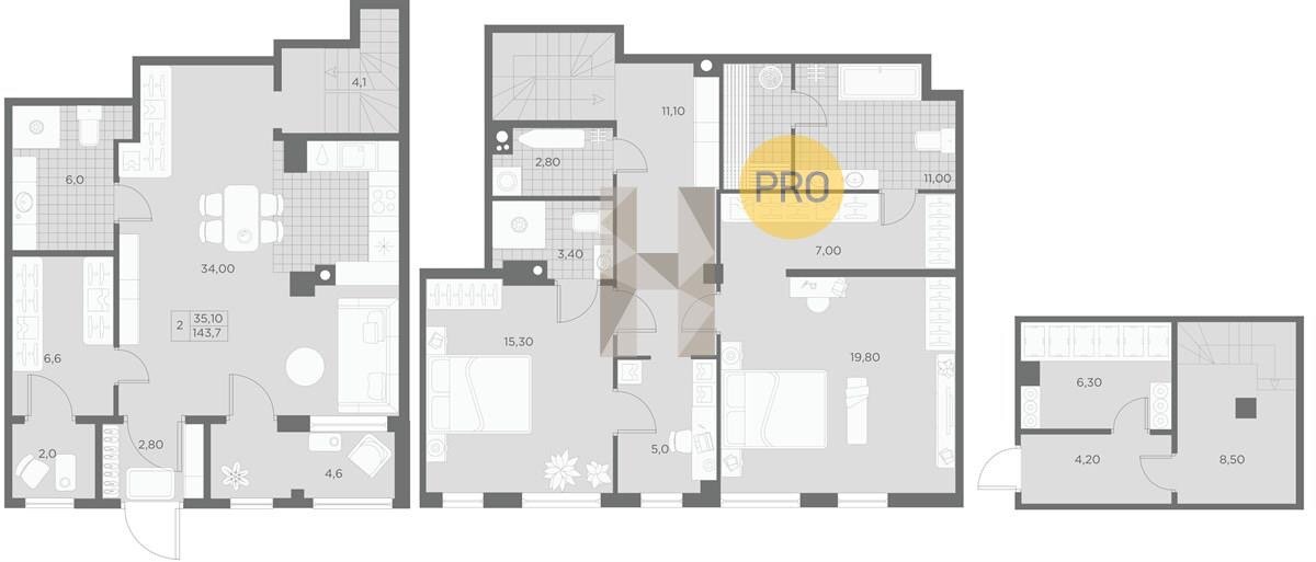 143,7 м², 2-комнатная квартира 68 960 000 ₽ - изображение 1