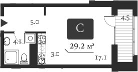 Квартира 29,2 м², студия - изображение 1