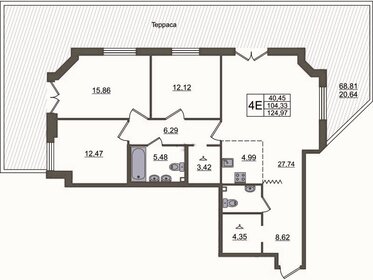 Квартира 124,8 м², 3-комнатная - изображение 1