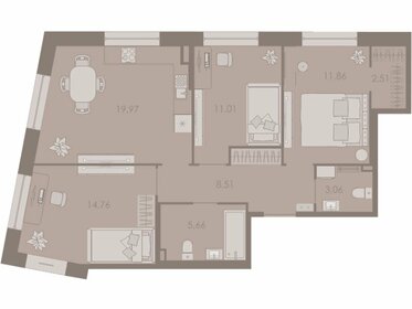 Квартира 77,2 м², 3-комнатная - изображение 1