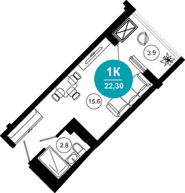 22,9 м², 1-комнатная квартира 21 526 000 ₽ - изображение 48