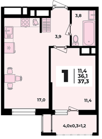 36,9 м², 1-комнатная квартира 4 600 000 ₽ - изображение 93