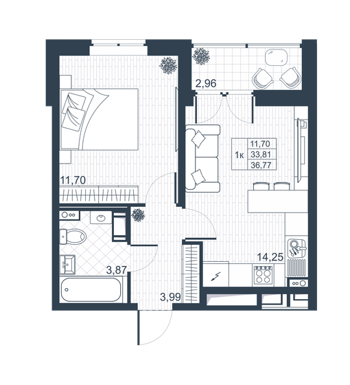 35,3 м², 1-комнатная квартира 5 117 050 ₽ - изображение 1