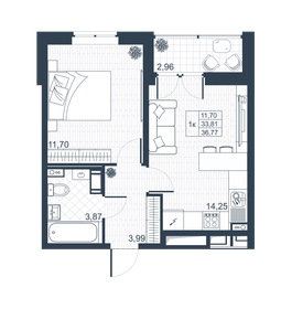 34,3 м², 1-комнатная квартира 5 039 160 ₽ - изображение 86
