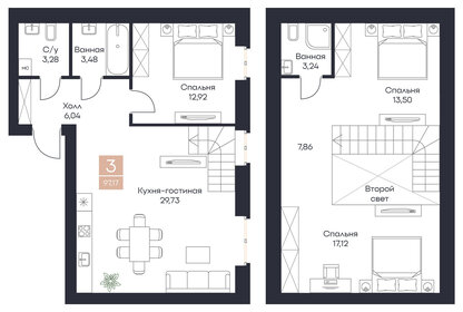 Квартира 97,2 м², 3-комнатная - изображение 1